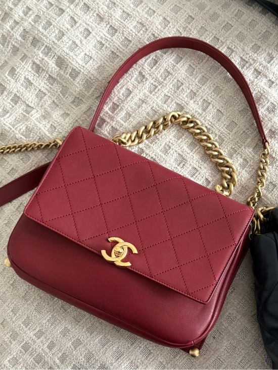 CHANEL Handbags - CHANEL Quilted Burgundy Shoulder Bag with Gold Hardware